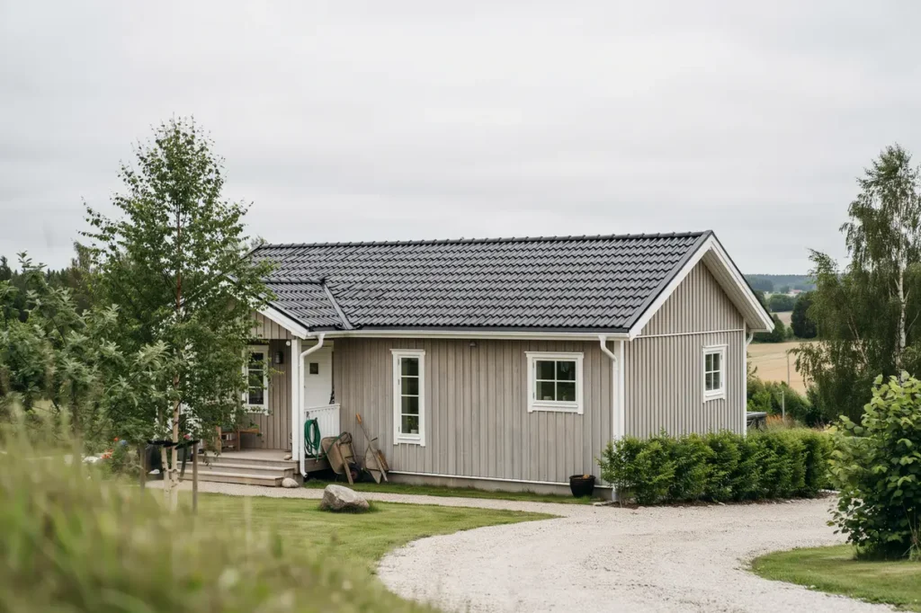takoml ggning med shingel p fritidshus i raml sa